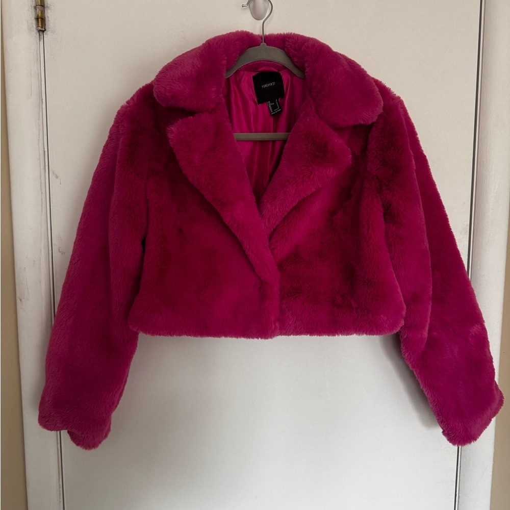 Forever 21 Vibrant Pink Teddy Jacket